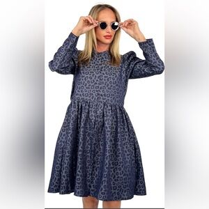 Umgee Blue Leopard Print Dress *EXCELLENT USED CONDITION*